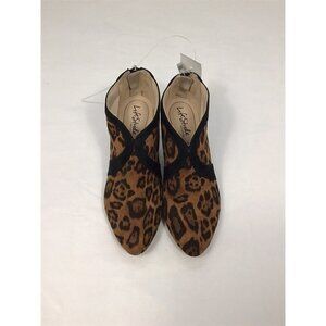 Life Stride Glamour  Womens Bootie Size 7.5M Brown Animal Print Heel Zip Back